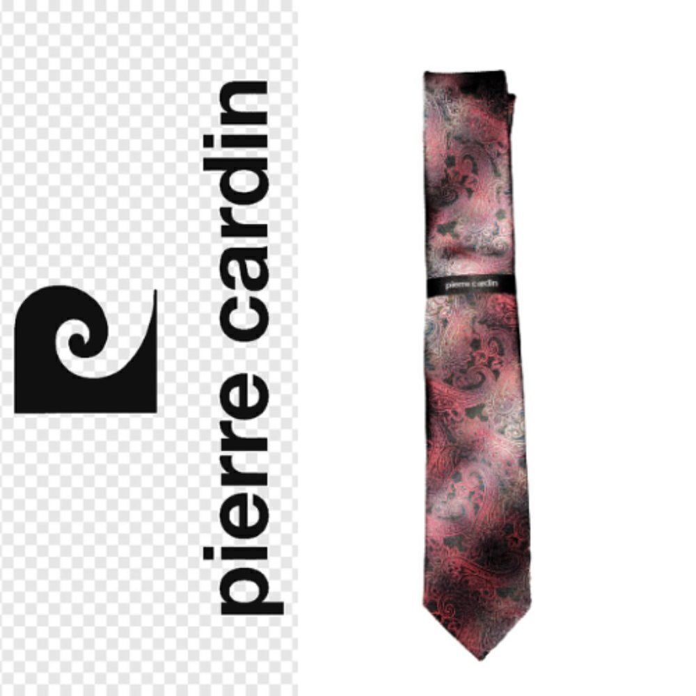 Pierre Cardin Men's Red & Black 100% Polyester Paisley Tie Size OS